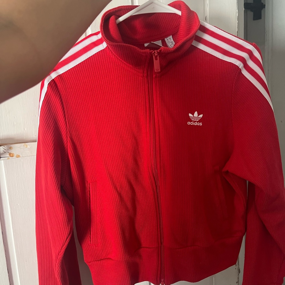 Adidas Women’s Red Knit Track Jacket